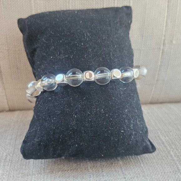 Fashion Bracelet Stretched Wrist Band Clear/Silver Tone Bracelet Adjustable New - Picture 6 of 11